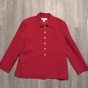 Christian Dior Red Wool Button Down Blazer Size 16